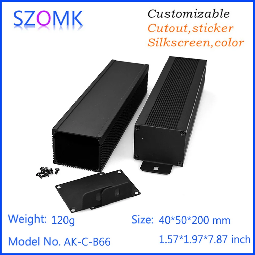1 조각 40*50*200mm 알루미늄 상자 인클로저 전자 diy 상자 szomk 압출 상자 전자 알루미늄 인클로저 프로젝트 상자