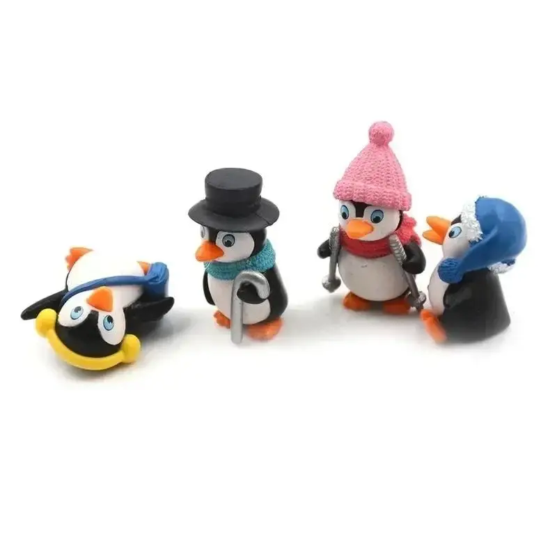 4Pcs/set DIY Crafts Mini Winter Penguin Miniature Figurine Christmas Figures For Fairy Garden Gnomes Moss Terrariums Decoration