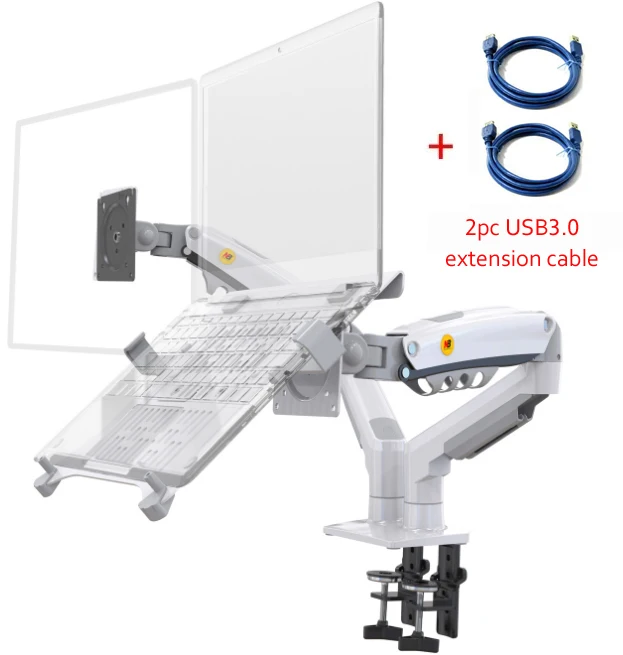 Adjustable Laptop and Monitor Desk Stand with Full Motion Gas Spring Mount