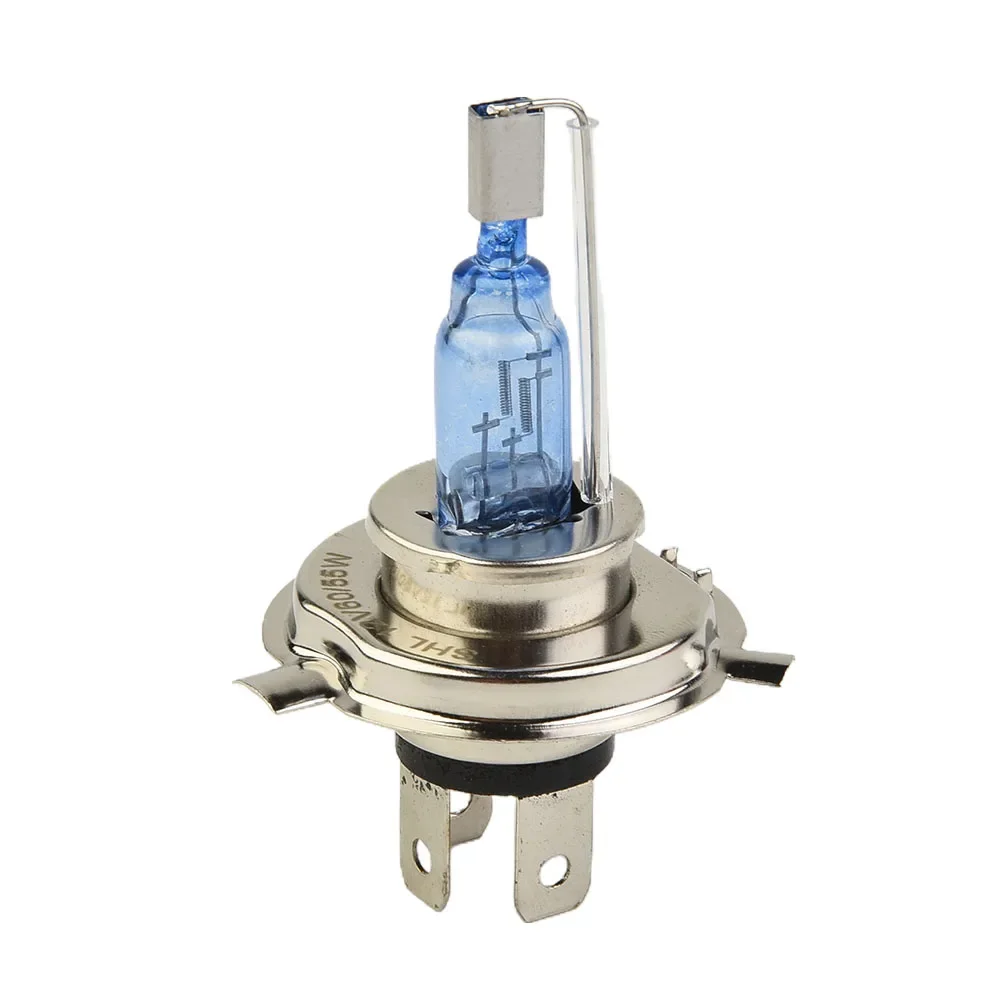 자동차 헤드라이트, H4, 55W, 12V, 화이트 라이트, 슈퍼 브라이트, 듀얼 로우 빔 전구, 자동차 외부 할로겐 조명, 화이트 연청 쉘, 2 개