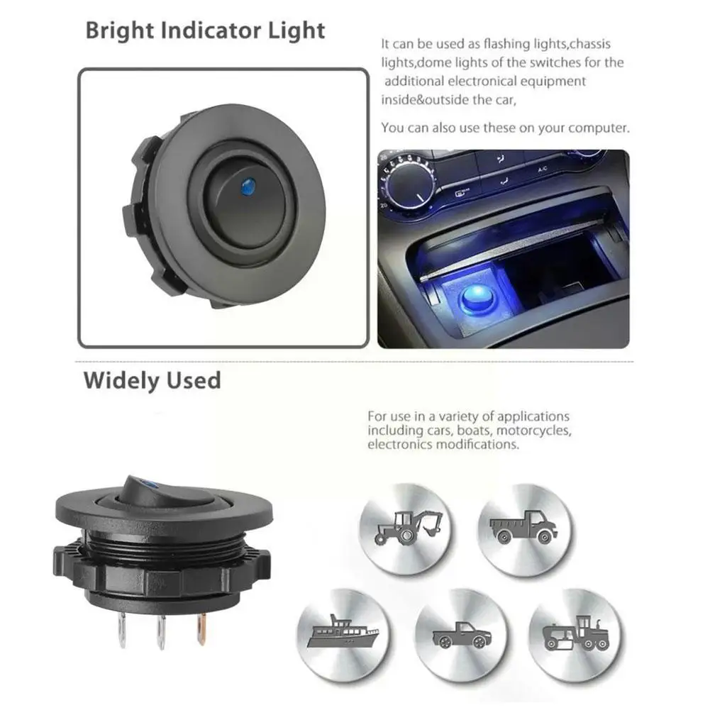   LED ġ ڵ Ʈ Ʈ Ŀ SPST ġ,   Ʈ 3 Ȧ  On-Off 20A 12V O E4E3