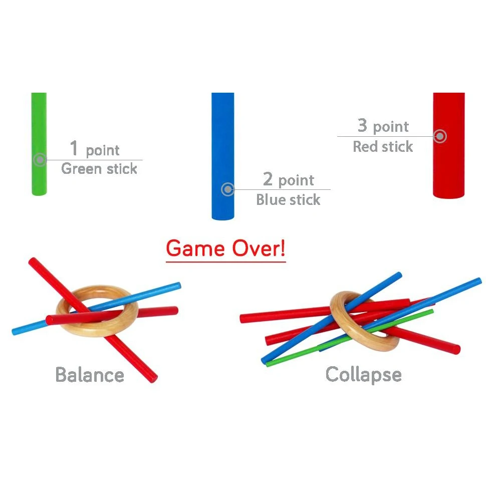 Montessori Toys Wooden Stick Toys for Creative Kids Games Toddlers Color Matching Fine Motor Toys Balance & Patience Training 6