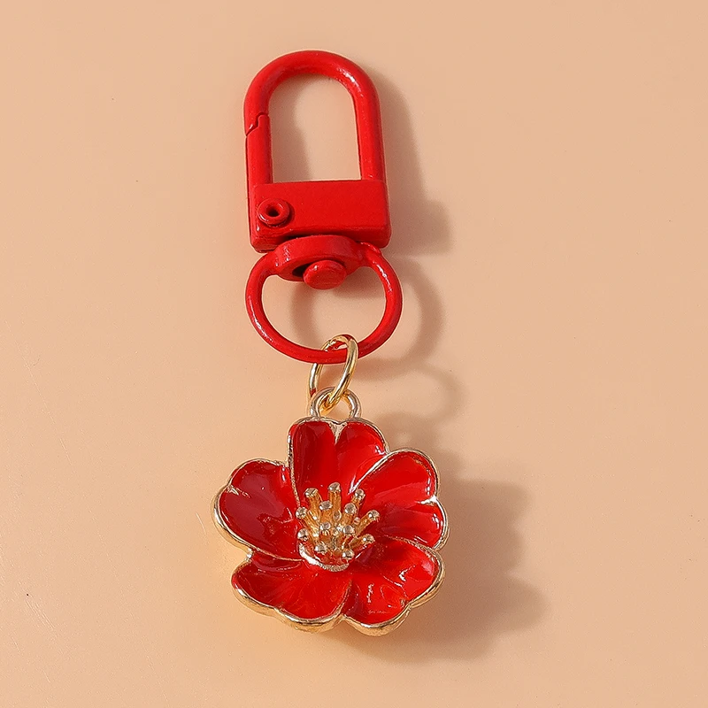 Hübsche Emaille Kirsche Schlüssel bund Blume Schlüssel ringe Anhänger für Schlüssel halter Frauen Mädchen Handtasche Dekor handgemachte Schmuck Geschenke – Detail 10