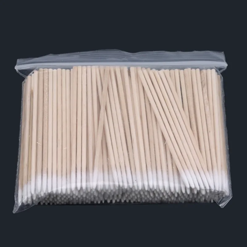 100/300 PCS/Ear Care Clean Wood Handle Pointed Tip Head Cotton Semi Permanent Eyebrow Eyelash Tattoo Thread Beauty Makeup Remove 3