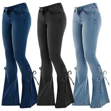 2022 modne jeansy rozkloszowane damskie guziki sprane dżinsy spodnie Femme kieszonkowe spodnie z wysokim stanem Retro jeansy rozkloszowane pantalones de mujer tanie i dobre opinie JAYCOSIN DZWONY COTTON Mikrofibra REGULAR Pełna długość Fałszywe zamki błyskawiczne NONE CN (pochodzenie) Na wiosnę jesień