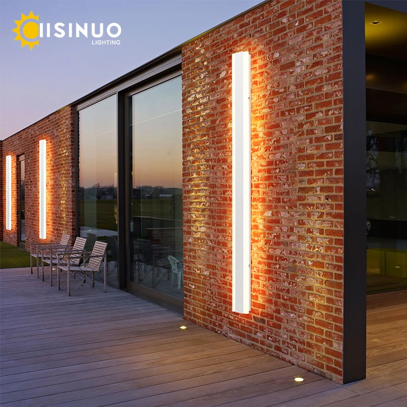 Outdoor Garage Porch Lighting LED Long Wall Sconces Brightness Garden Lamp Black Gold White Gray 85v 265v Villa Sconce Luminaire