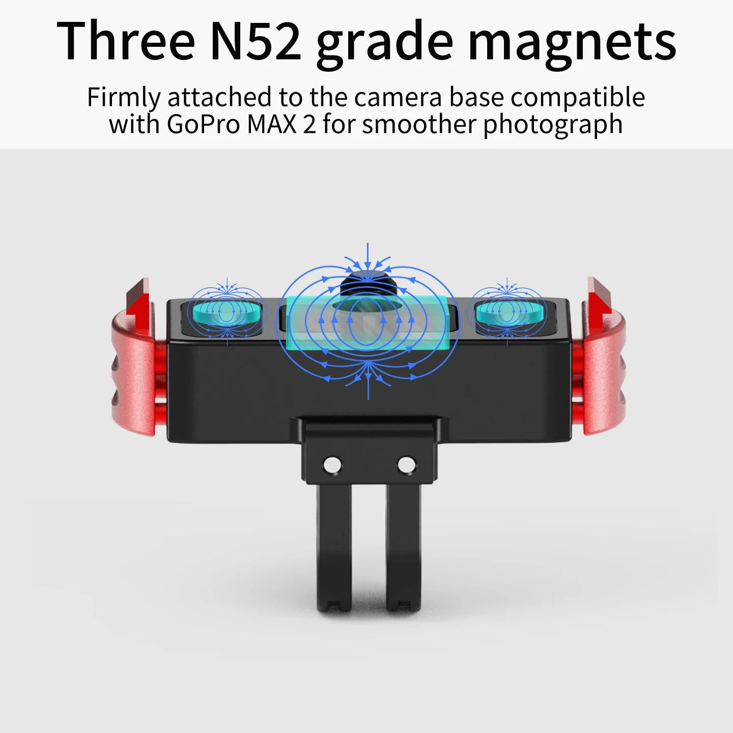 Magnetische Schnellmontage-Basis aus Aluminium, starker Magnet, Doppelverschluss, 1/4 ARRI-Schraubstativ-Adapter für GoPro Hero 13, schwarze Action-Kamera – Detail 5