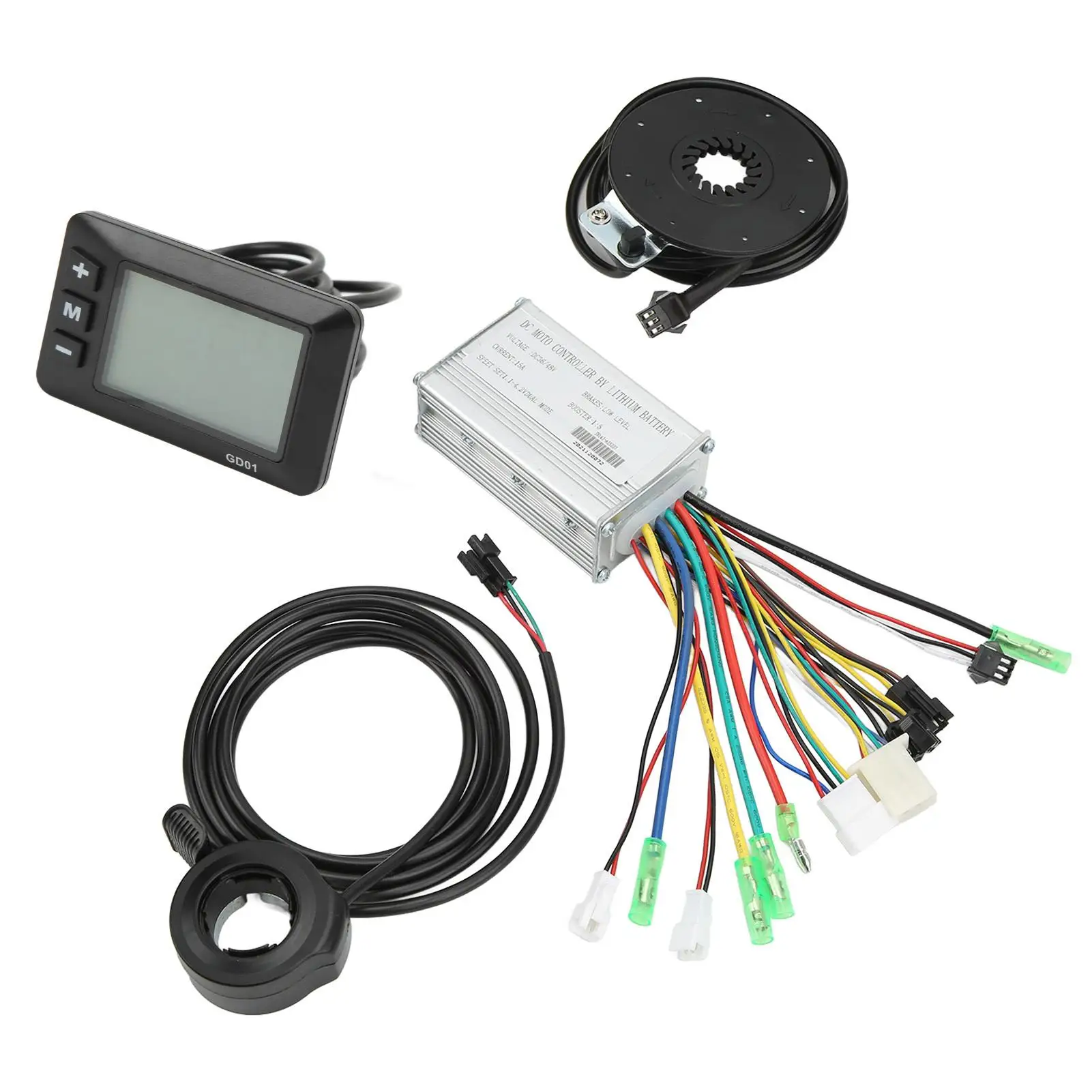 전기 자전거 변환 키트, LCD-GD01 패널 및 썸 스로틀 메탈 하우징 포함, 350W 모터용