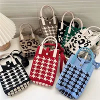Knitted Crossbody Phone Bag Fashionable Casual Handbag Adjustable Shoulder Strap Small Niche Single Shoulder Handbag