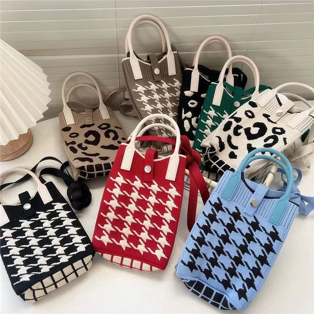 Knitted Crossbody Phone Bag Fashionable Casual Handbag Adjustable Shoulder Strap Small Niche Single Shoulder Handbag