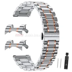 Elegant Solid Stainless Steel Strap for Butterfly Clasp Watch Band (Silver Rose)