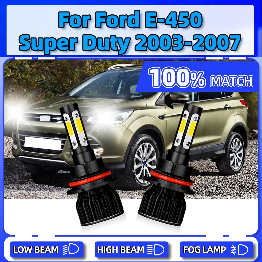 

2Pcs LED Headlight Bulbs 12V Auto Lights 20000LM Car Head Lamps 6000K White For Ford E-450 Super Duty 2003 2004 2005 2006 2007