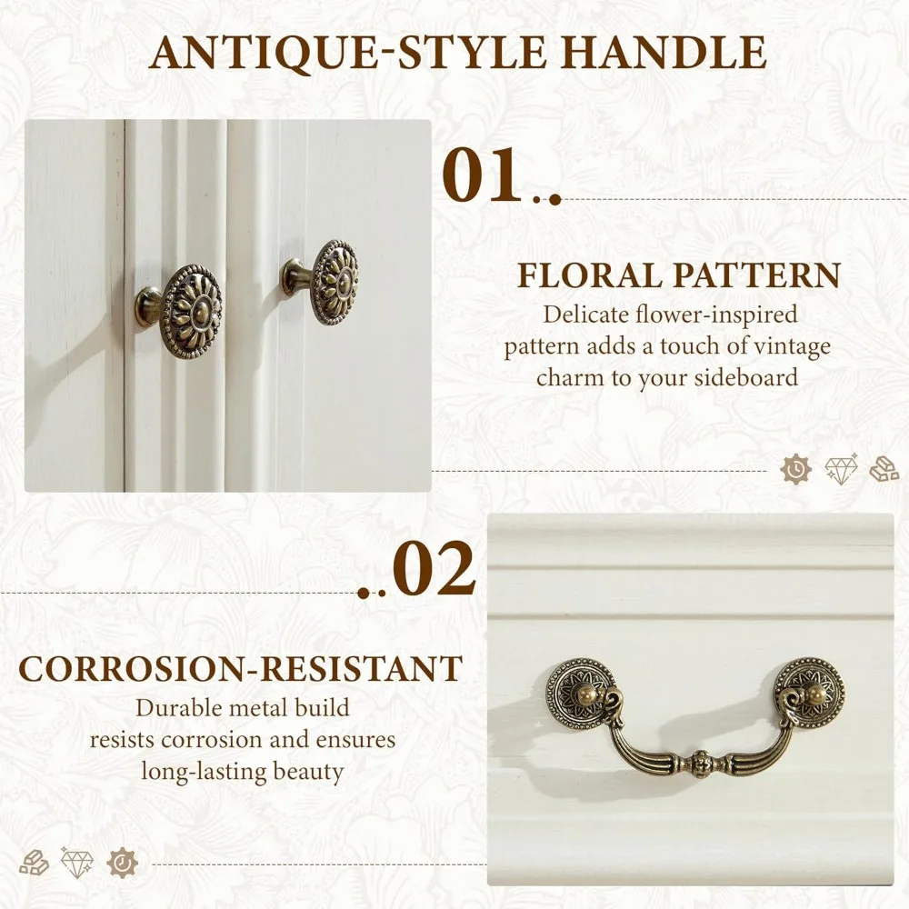 sideboard buffet cabinet with storage - 62" large buffet cabinet with 4 drawers & 4 doors, modern farmhouse coffee bar buffet t