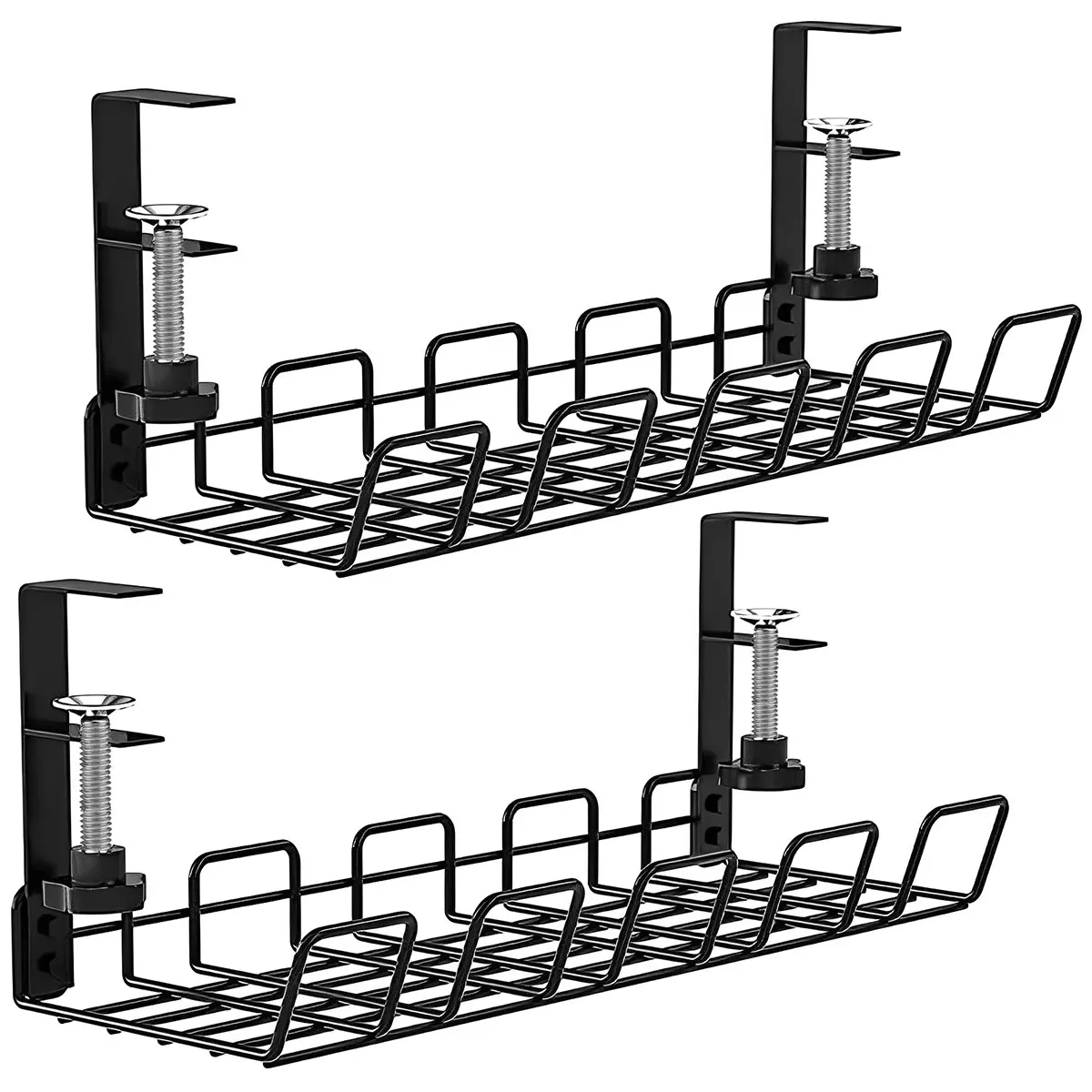 

2 Pcs Desk Cable Management Tray Removable Cable Racks Under Desk No Drilling Carbon Steel Cable Basket Sturdy Durable Cable