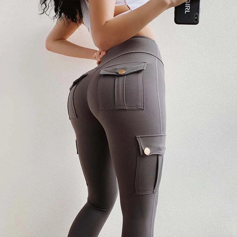 

Women Leggings Fitness Sports High Waist Leggins Pocket Push Up Pants Workout Leggings Cargo Pants Casual Hip Pop Pants