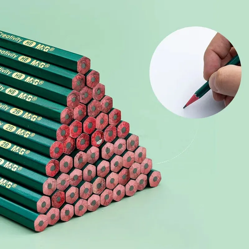 Morning Light (M&G) Stationery 2B Pencils 30-Pack - Classic Green Barreled Hexagonal Wooden Pencils 4