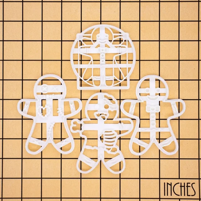 NEW Halloween Gingerbread Man Cookie Cutter Mold Hollow Bat Spider Fondant Embossing Stamp Baking Molds for Halloween Party 3