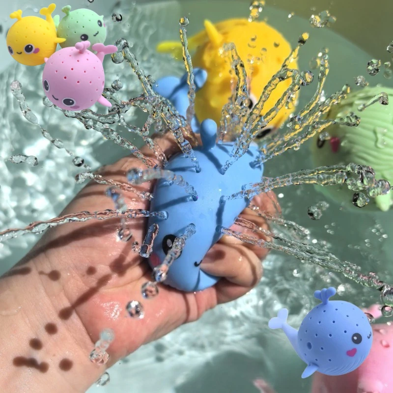 Giocattoli da bagnetto per bambini Spugna che assorbe l'acqua Balena Spremere Giocattoli antistress Nuoto estivo Gioca con l'acqua Giocattolo per bambini Squishy Kid - immagine 2