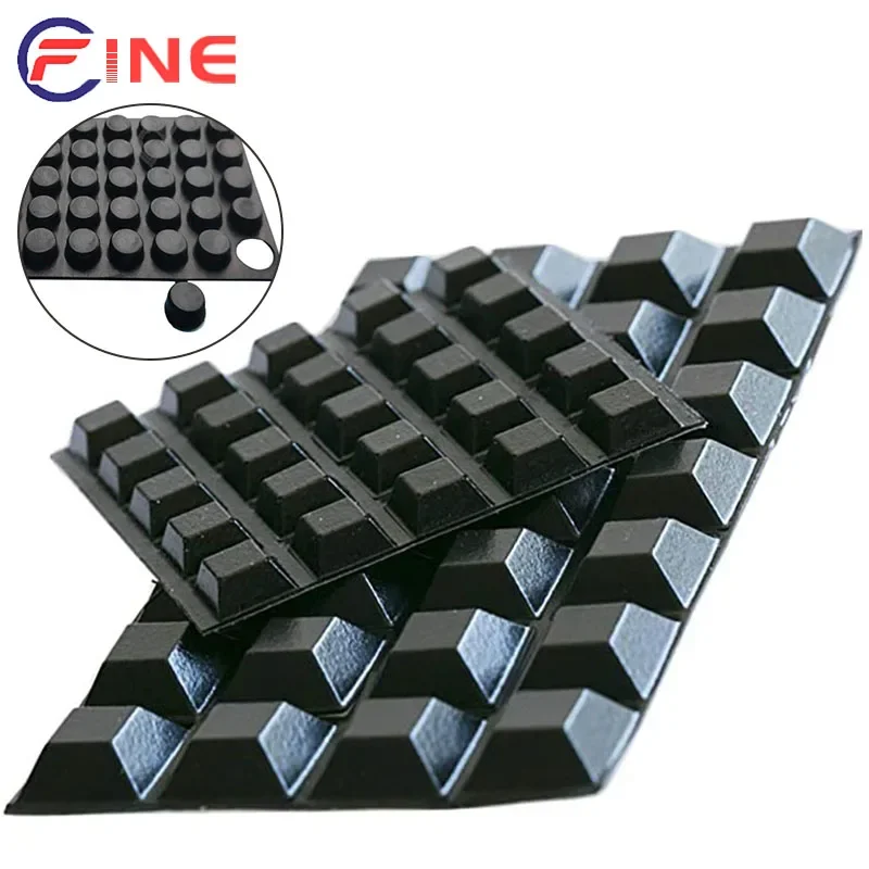 Table Foot Pad Square Round Rubber Feet Self Stick Bumpers Anti-Slip Pad Adhesive Heightening For Electronic Speaker Laptop Appliance Furniture