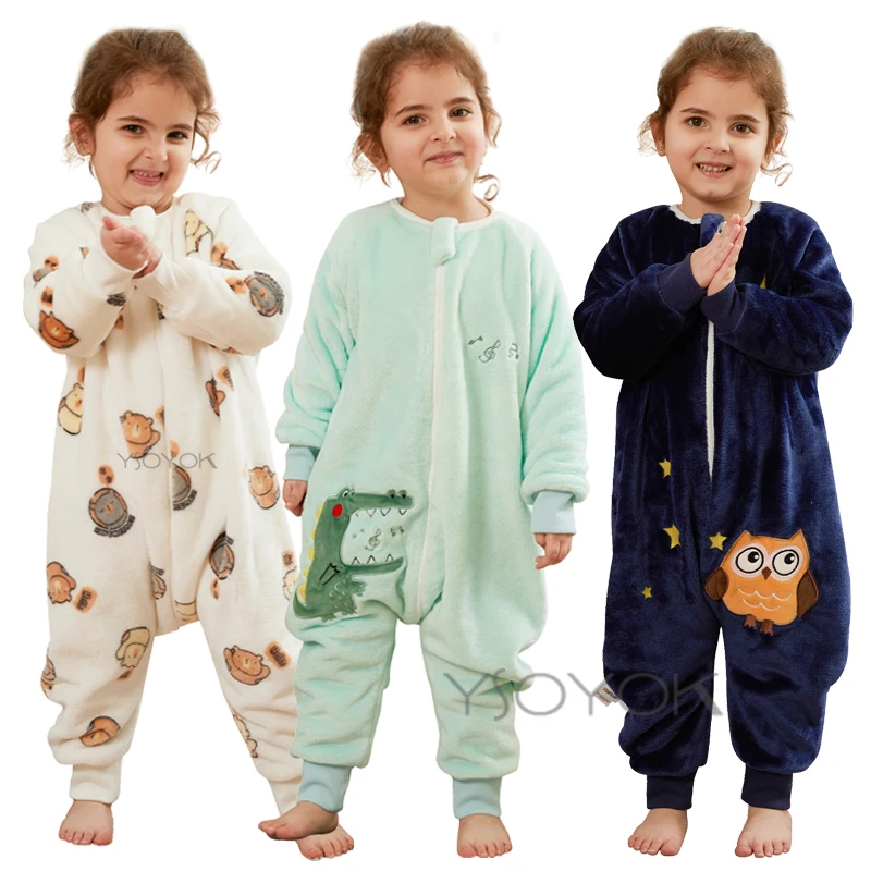 

Cartoon Dinosaur Baby Sleeping Bag Sack Winter Thick Wearable Blanket Sleepers Sleepwear Pajamas For Girls Boys 1-6 Years