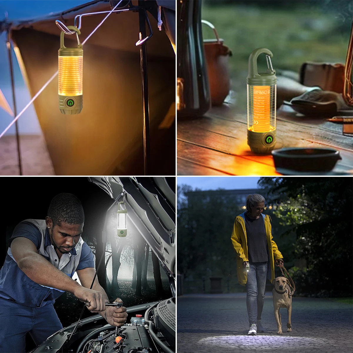 Multifunction Camping Flashlight with 6 Lighting Modes 1200mAh Battery Type-C Rechargeable IP65 Waterproof Tactical Camp Light led flashlight camping lamp camping lights