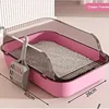 Cat Litter Box Thickening Kitty Sandbox Semi-enclosed High Side Splashproof Pet Bedpans with Litter Scoop Cleaning Cat Supplies 1
