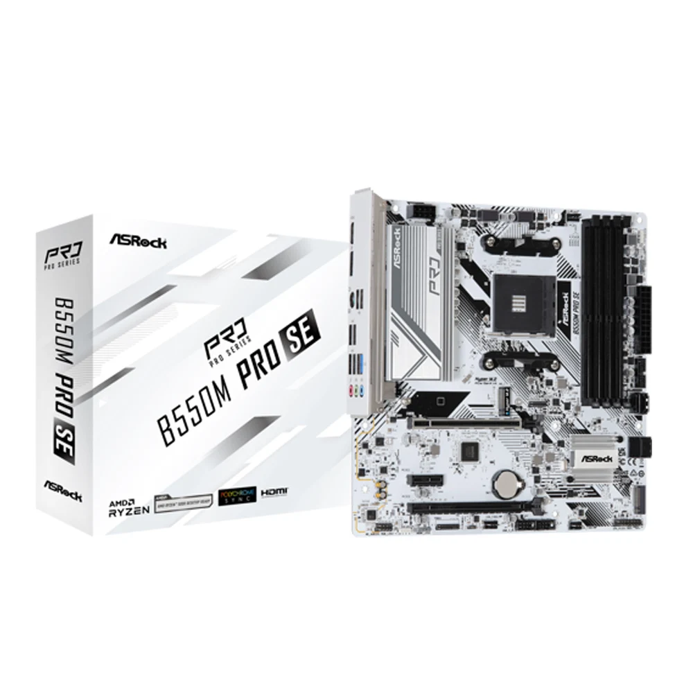 Nuovo Asrock B550M Pro Se Desktop M-Atx Scheda Madre Bianca B550 Amd Socket Am4 Memoria Ddr4 128Gb Pcie4.0 M.2 Sata Iii Usb 3.2
