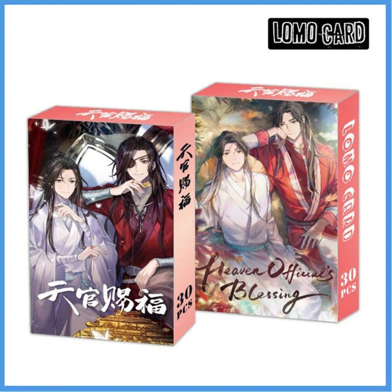 30 개/대 Anime Heaven 공식 축복 Lomo 카드 Tian Guan Ci Fu Xie Lian, Hua Cheng 미니 엽서 HD 포토 카드 팬 선물