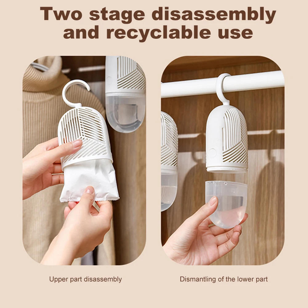 Clothes Dehumidification Box Reusable Hanging Dehumidifier Packs Anti-Mold with Water Collector&Hook Wardrobe Closet Cabinet clothes dehumidifier