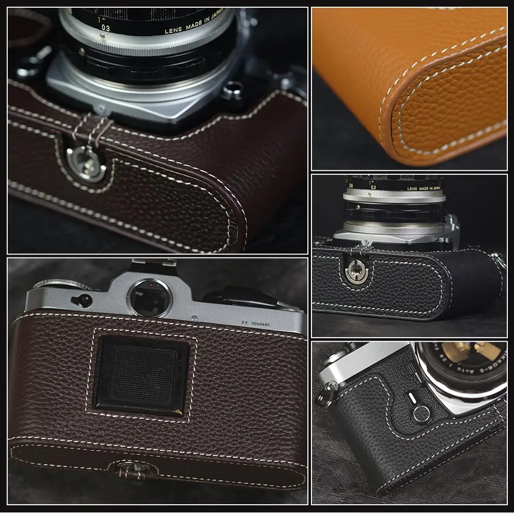 Handmade Genuine Leather Half Case Film Camera Protective Case Leather Camera Half For Nikon FM