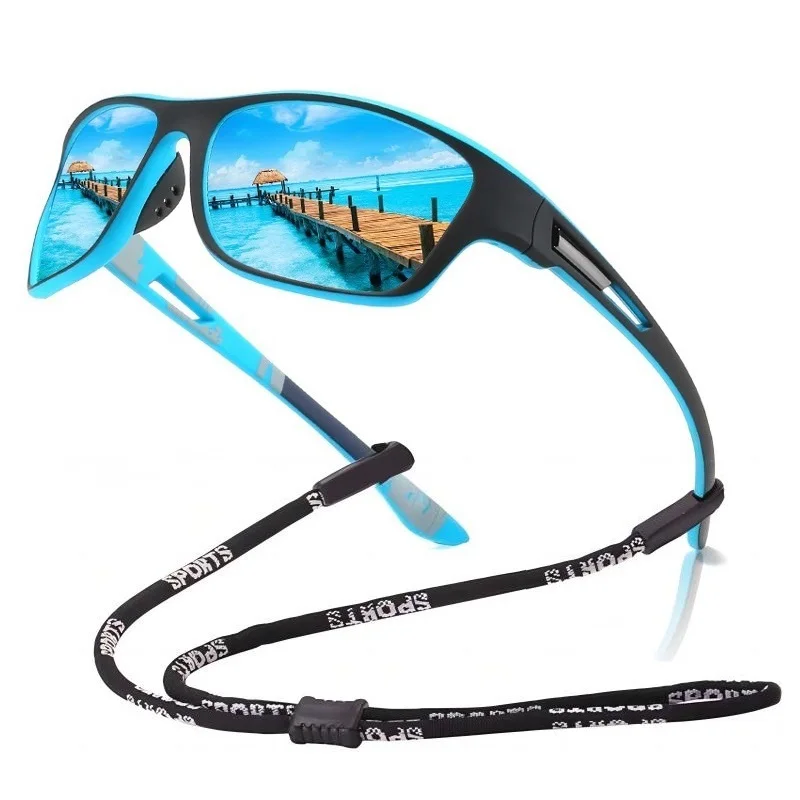Modische Sport-Sonnenbrille mit Kette für Männer und Frauen Markendesigner Retro-Sonnenbrillen für Radfahren, Klettern und Angeln