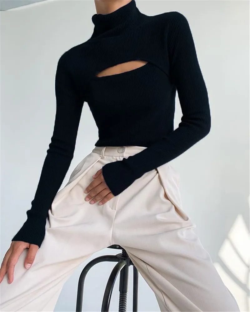 New Autumn Winter Thin Sweater Women Fashion Design Open