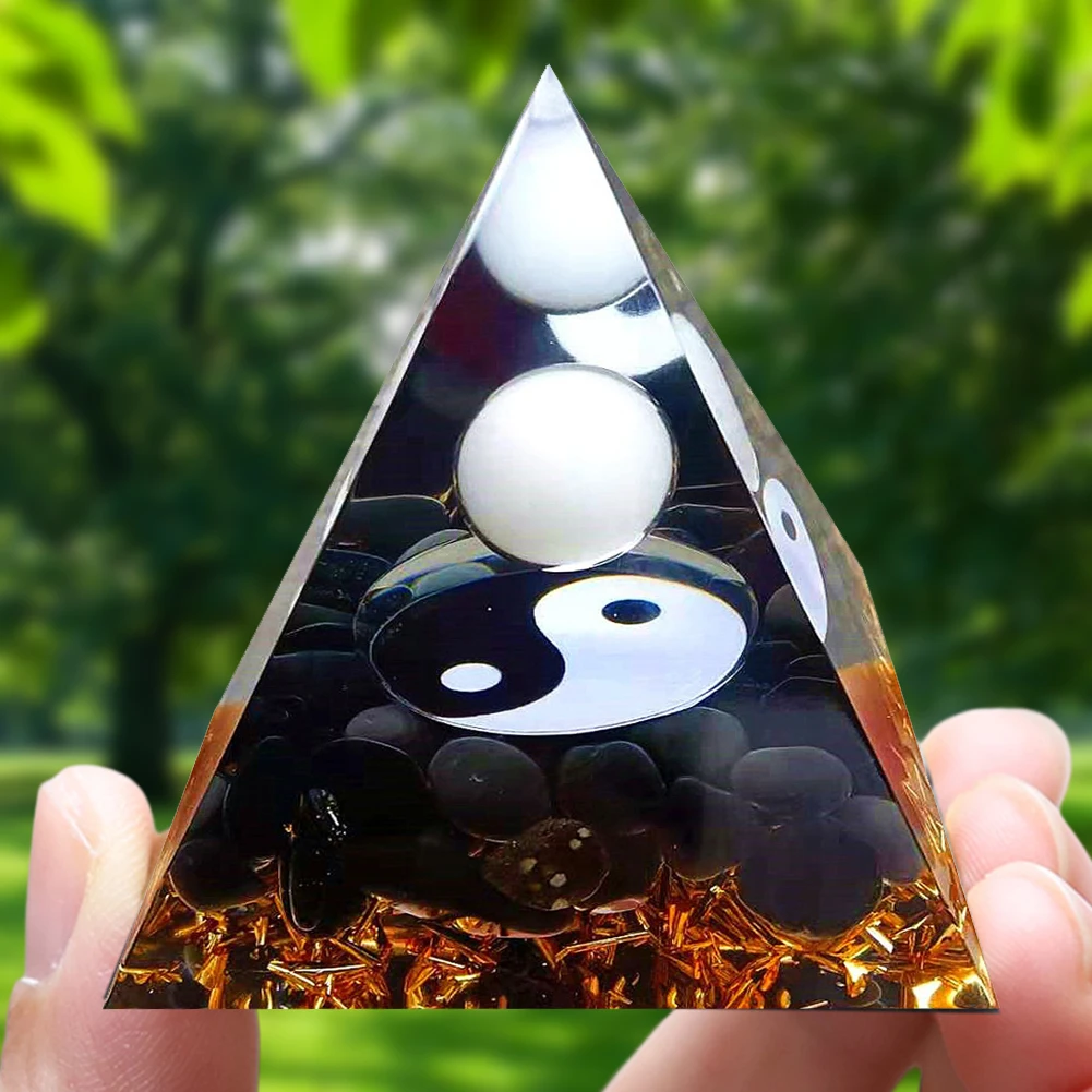 Natural Stone Crystal Orgonite Pyramid Reiki Chakra Healing Gemstone Tower Meditation Protection Office Decor Gifts 2