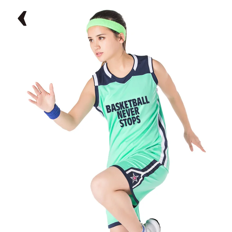 Girls Basketball Uniform 100% Polyester Mesh Throwback Breathable Basketball Jersey For Women 6088 basketball jerseys