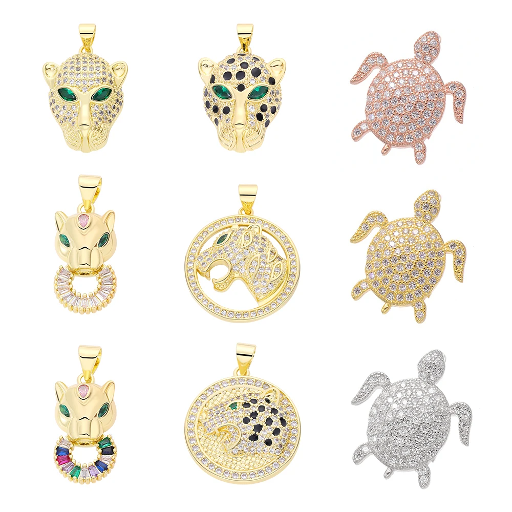 

Handmade DIY Necklace Bracelets Pendant Accessories Trendy Luxury Zircon Tiger Head Turtle Charms Jewelry Findings