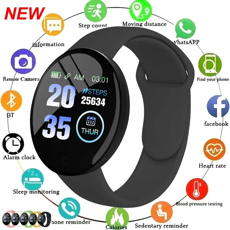 New Smart Bracelet 2025 Real Step Count Fashion Alarm Clock Watch Bluetooth Music Fitness Tracker Sports Smartwatch Android D18