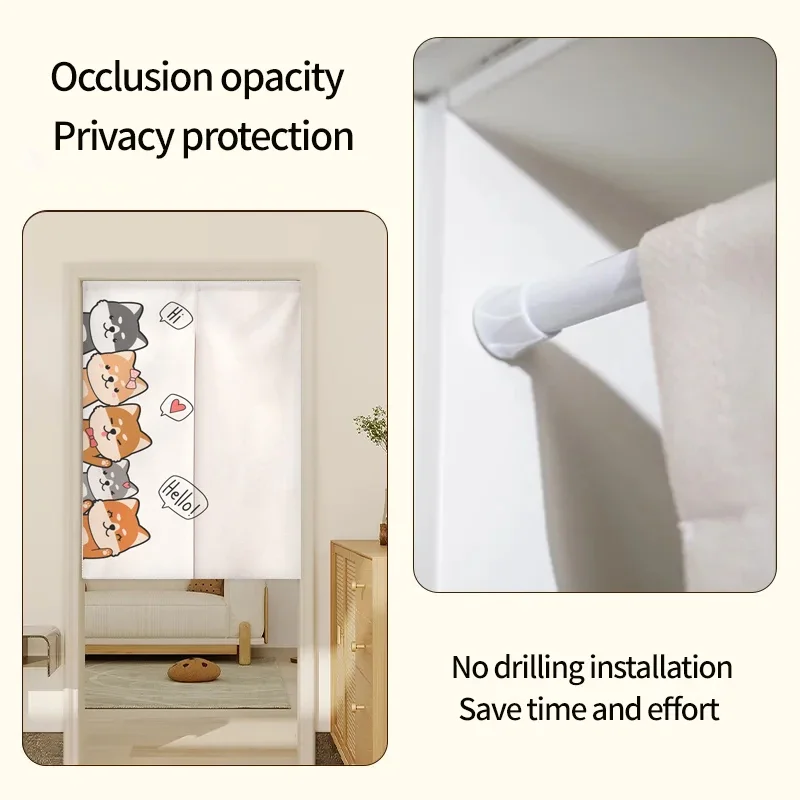Kawaii Cat Door Curtain Japanese Entrance Hanging Half-Curtains Drape Living Room Supplies Bedroom Partition Home Decor 커튼 파티션 6