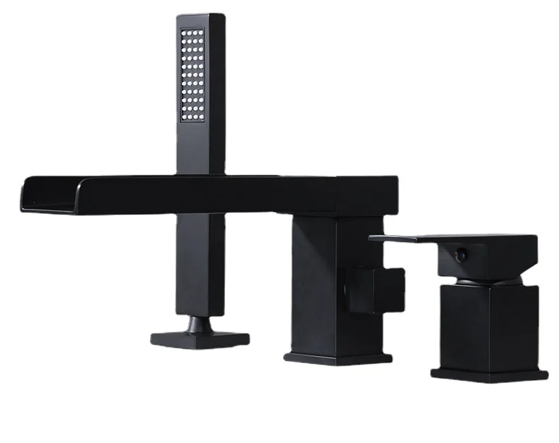 

Смеситель с тремя отверстиями для ванной комнаты, смеситель для горячей и холодной ванны с раздельным водопадом, набор из трех предметов для душа и ванны