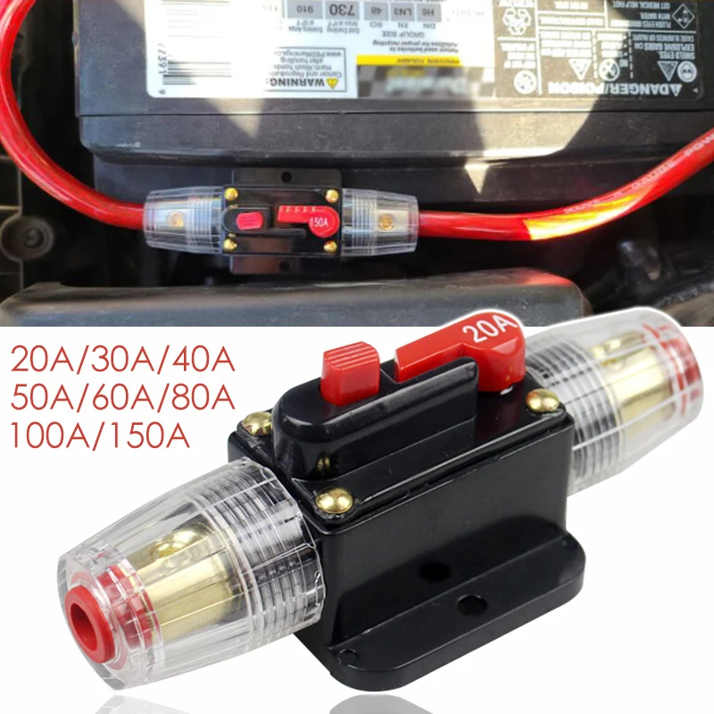 

20-150amp Trip 12v Dc Auto Circuit Breaker Fuse Holder Automatic Recovery Reversible Circuit Breaker Audio Retrofit Switch