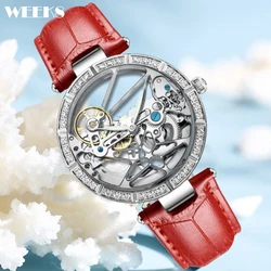 Original Automatic Mechanical Women Watch Top Brand Skeleton Dial Watches Female Steel Genuine Leather Winding Gifts Wristwatch