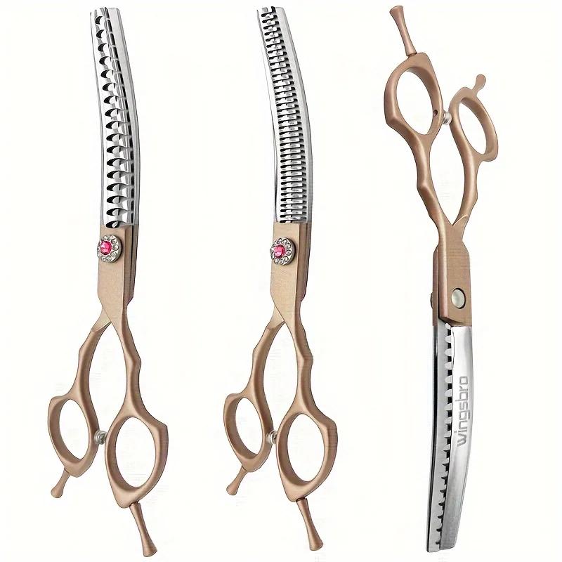 Dog Grooming Scissors 7Inch Curved V-shape Fishbone
