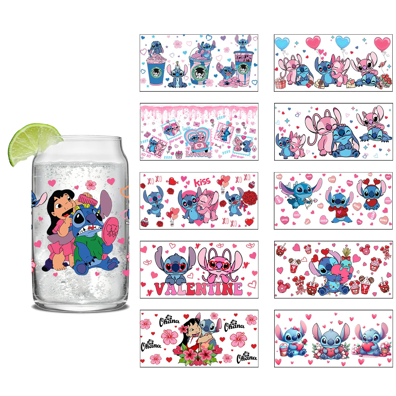 3D Stickers Miniso Stitch Series Easy peel waterproof DIY Decals uvdtf crystal 16oz uv dtf tumbler cup wraps