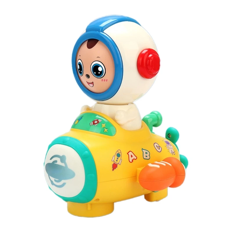 

Y1UB Электрический мультяшный космический корабль Игрушка для малышей Музыкальный свет Карданное колесо Игрушка для вождения