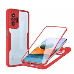 Transparent 360 Degree Phone Case with Full Protection for Redmi Note 9 Pro 9S (Red)