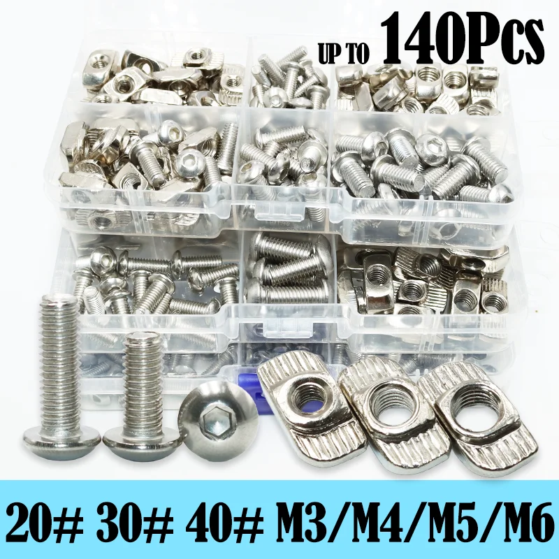 M3 Hex Head Screw and T-nut Slot Sliding Nut in 3030 4040 Series Aluminum Connector Profile Extrusion 3D Printer Allen Bolt screw bolt nut set,screw washer nut kit,auto fasteners assortment