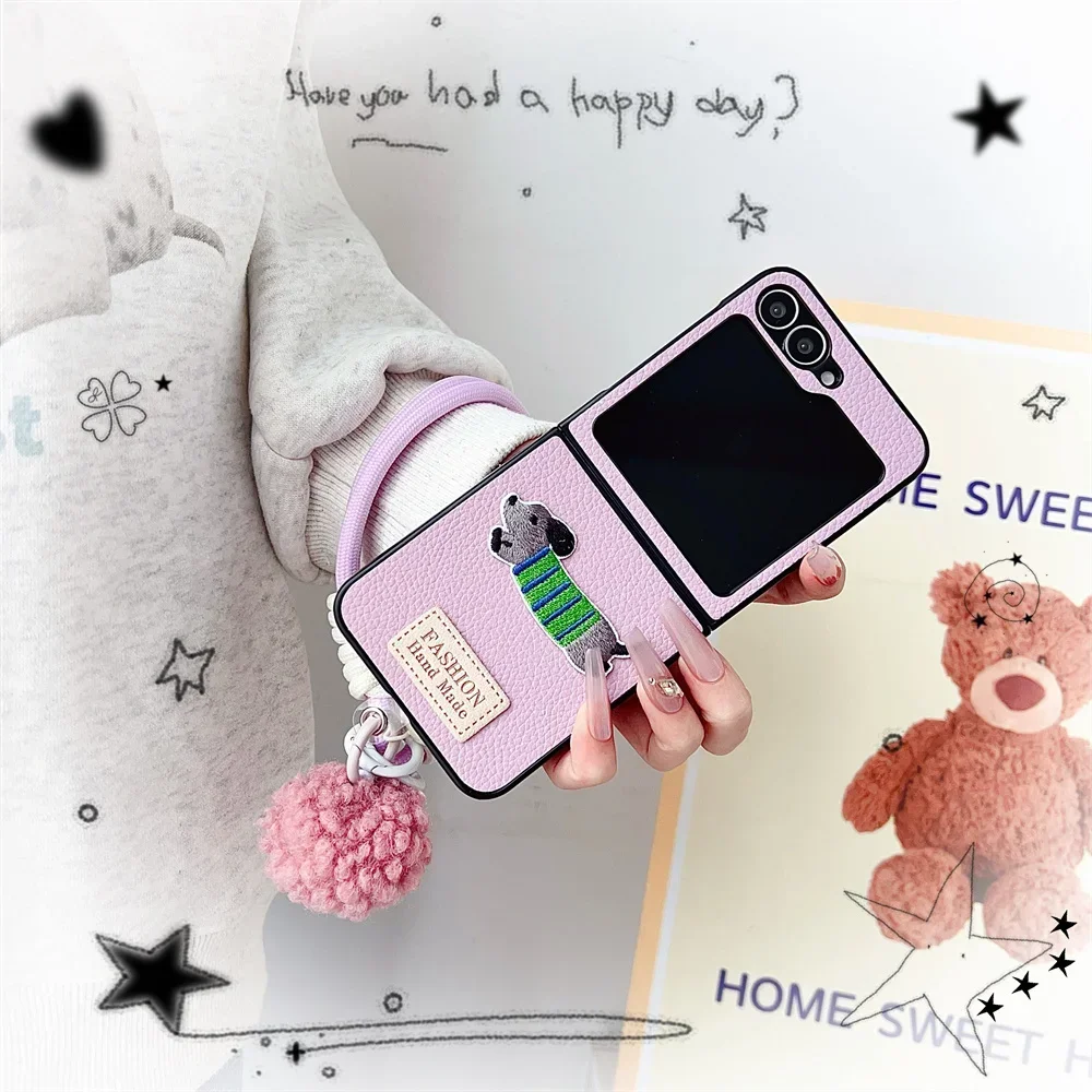 Cartoon Wrist Strap Leather Phone Case - Shockproof Protective Cover