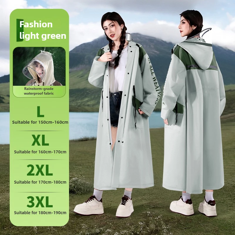 Women's Waist-Cinching Long Raincoat Poncho