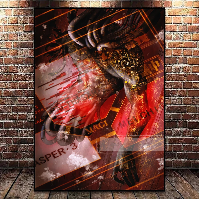 Vintage Anime Neon Genesis Evangelion Aesthetic Canvas Wall Art