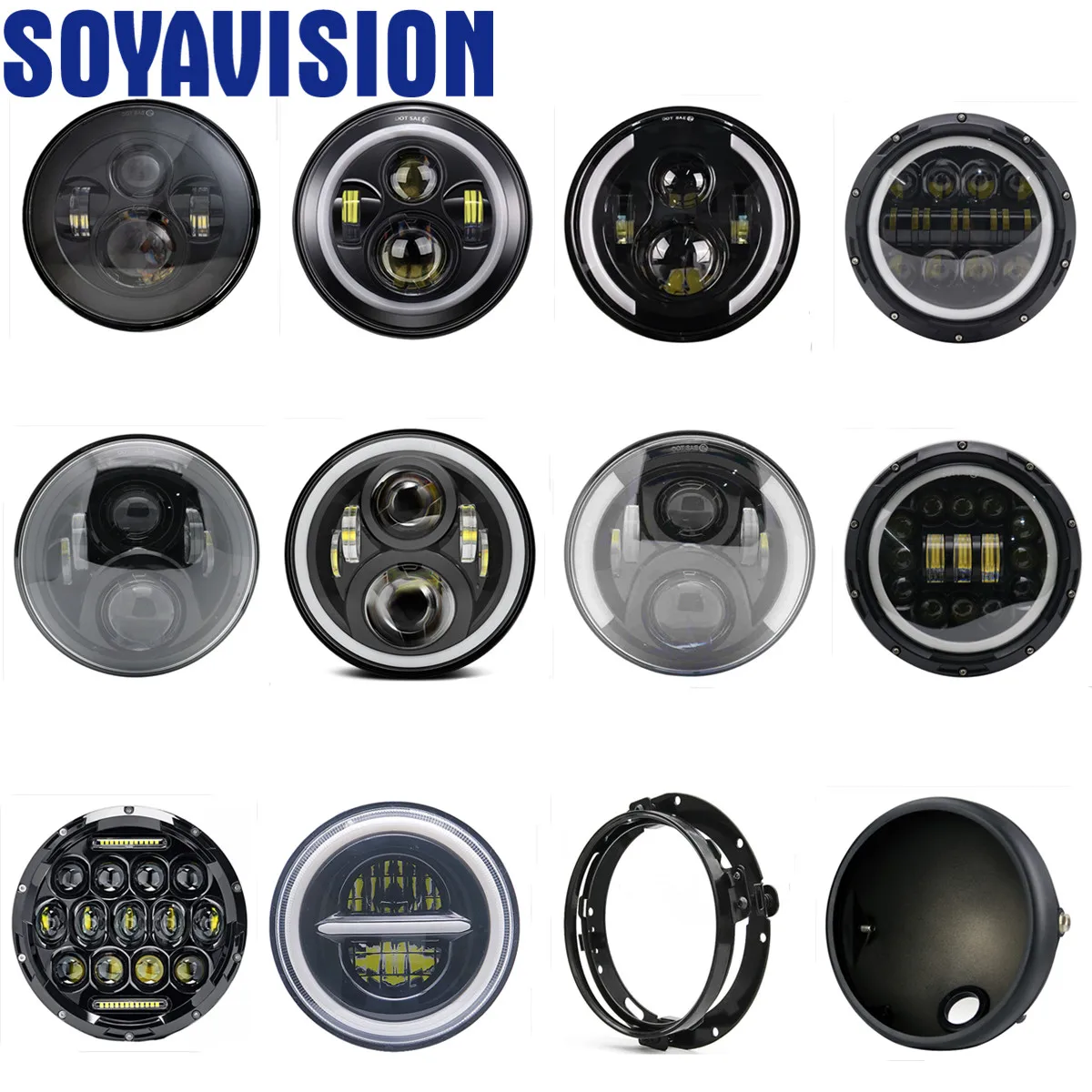7 Inch Motorcycle LED Headlight Hi/Low Beam DRL Turn Signal 7" Round Headlamp 1PC for Harley Jeep Wrangler JK LJ CJ Hummer H1 H2