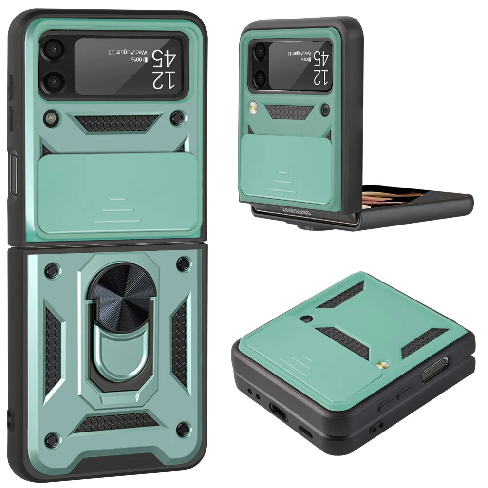 Enhanced Protective Camera Cover Case with Built-in 360° Rotating Ring Stand and Magnetic Shockproof Design